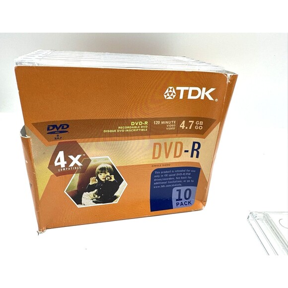 8 Pack TDK BLANK DVD Recordable 4X 120 Minute Video 4.7 GB Blank DVD-R NEW - Picture 2 of 5